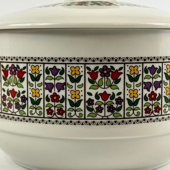 Royal Doulton Fireglow TC 1080 Covered Casserole Dish Floral Vintage England - Picture 9 of 10